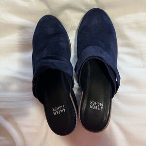 Eileen Fisher Haya Platform clog, deep Adriatic color. Blue.